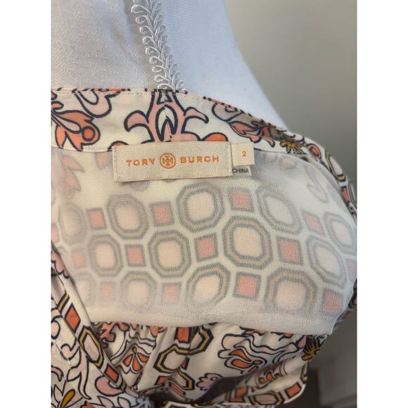 Tory Burch Pink and Cream Floral Print Blouse Sz 2 - Picture 4 of 4